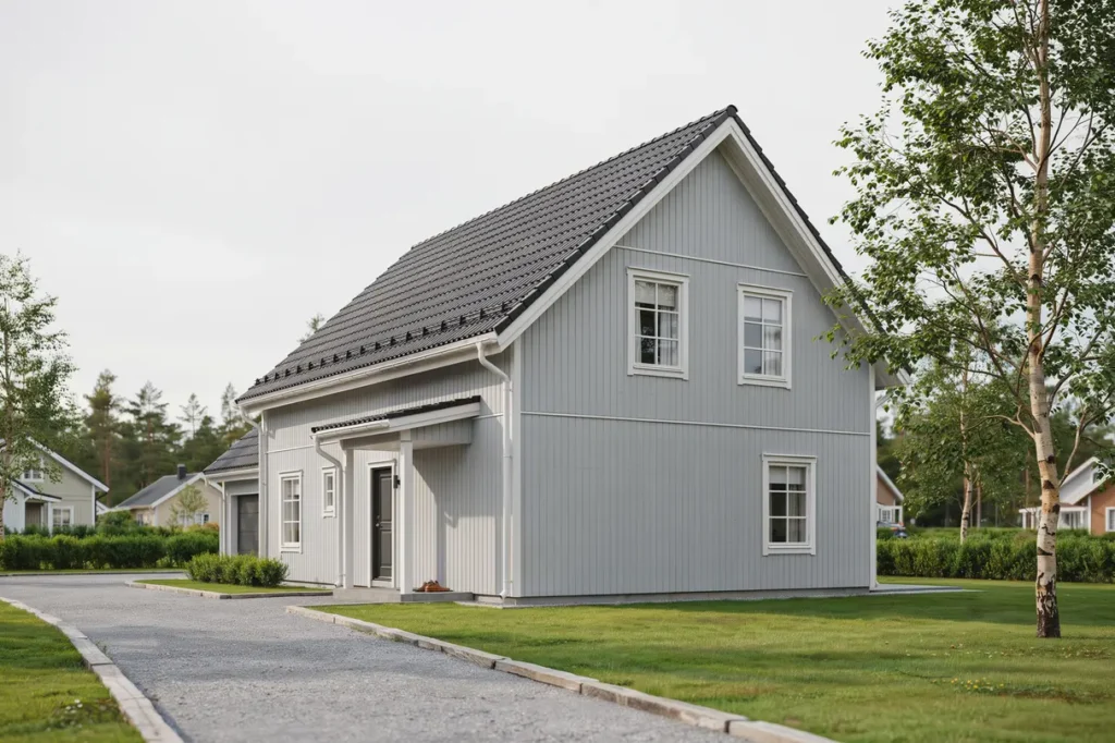 takoml ggning med nya betongpannor p villa i bergsj n