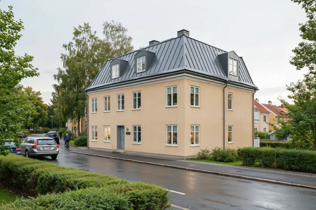 takl ggning med bandt ckt st lpl t p flerbostadshus i bergsj n